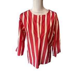 Trina Turk Bee's Knees Blouse Red & White Size M